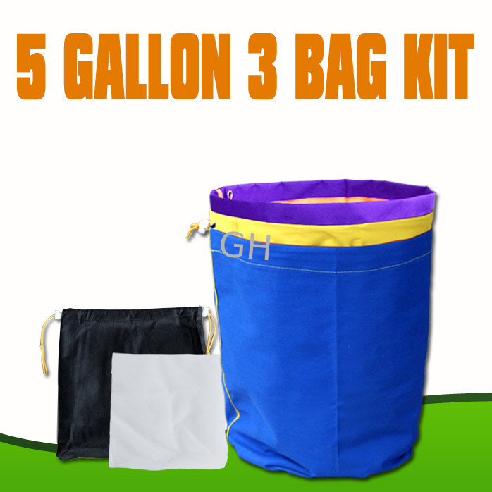Hydroponics Nylon 5 Gallon 3 Bag Set Bubble Hash Bags with Extended